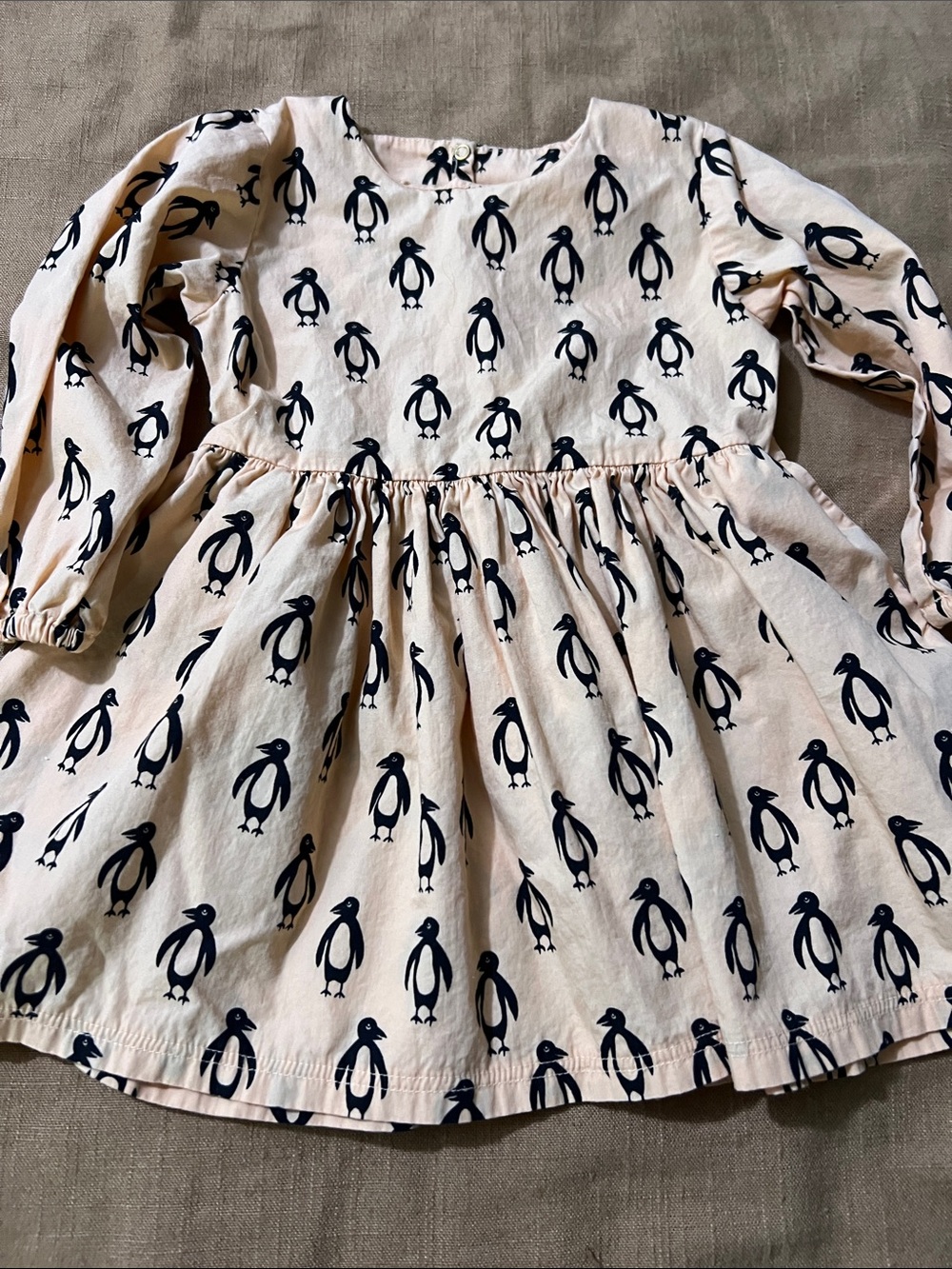 Mini Rodini Organic Penguin Print Dress 80/86 with Pockets